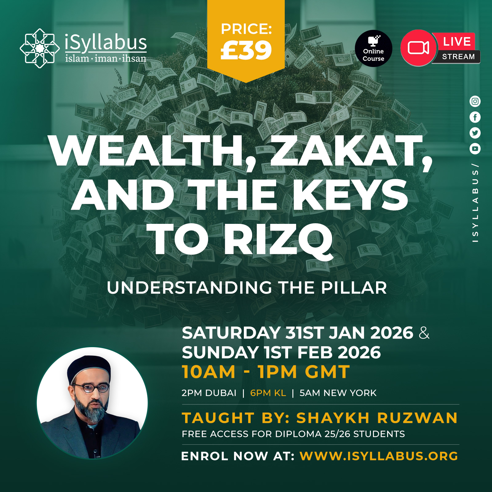 Wealth, Zakat, and the Keys to Rizq (ONLINE)